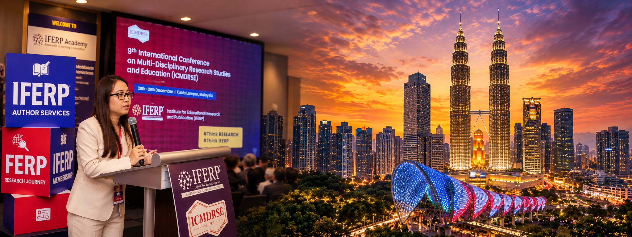 A sustainable city skyline representing the 2027 conference theme